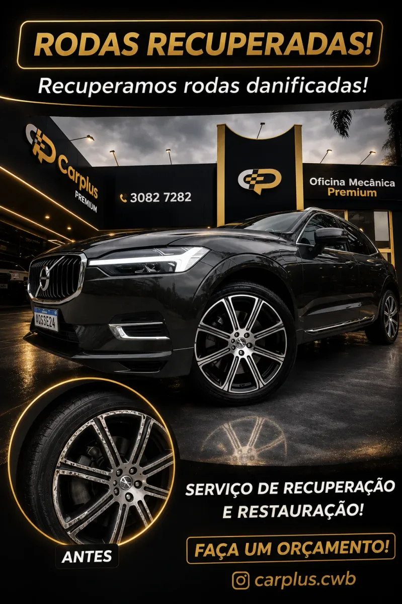 Recuperação e restauração de rodas danificadas na Carplus Centro Automotivo em Curitiba - Serviço especializado de conserto de rodas amassadas, trincadas e deformadas com comparativo antes e depois